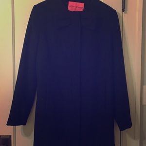 Betsy Johnson Black Wool Coat