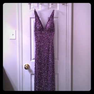 Scala purple sequin gown