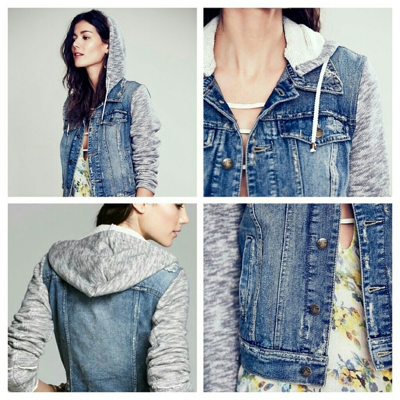 Free People denim & knit jacket indie rinse - Picture 2 of 4