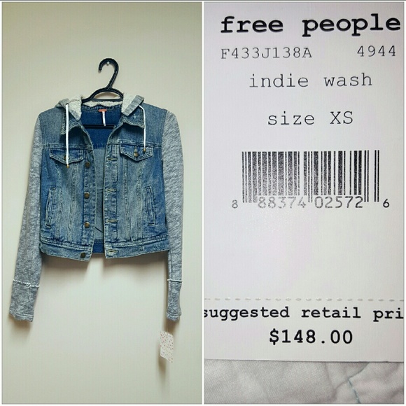 Free People denim & knit jacket indie rinse - Picture 4 of 4