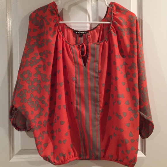 Express Coral and beige printed blouse - Picture 1 of 3