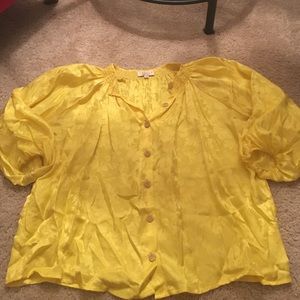 Tucker 100% silk yellow blouse size S/M