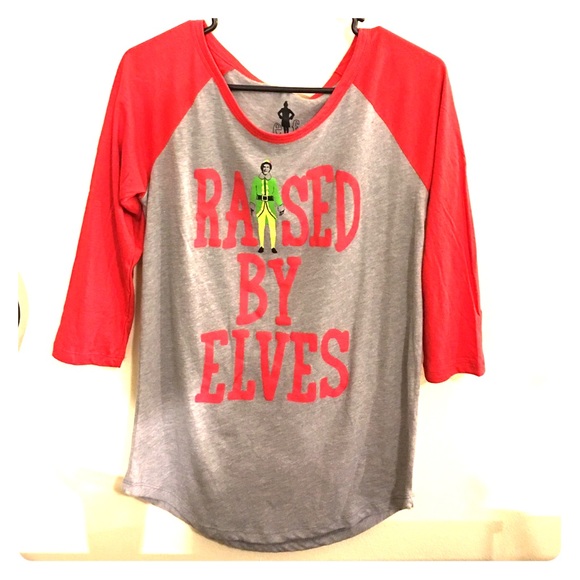 Elf "Raised by Elves" baseball tee