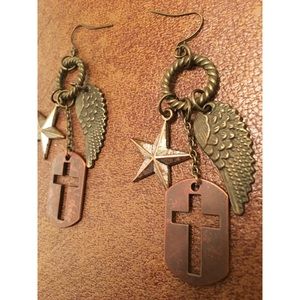 Western earrings. Cross, star, wing !!