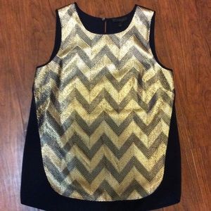 J Crew navy and metallic gold top