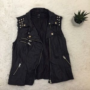 Leather Studded Vest Forever 21