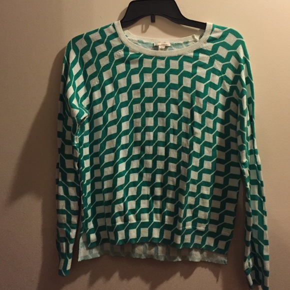 Green and white Gap sweater.