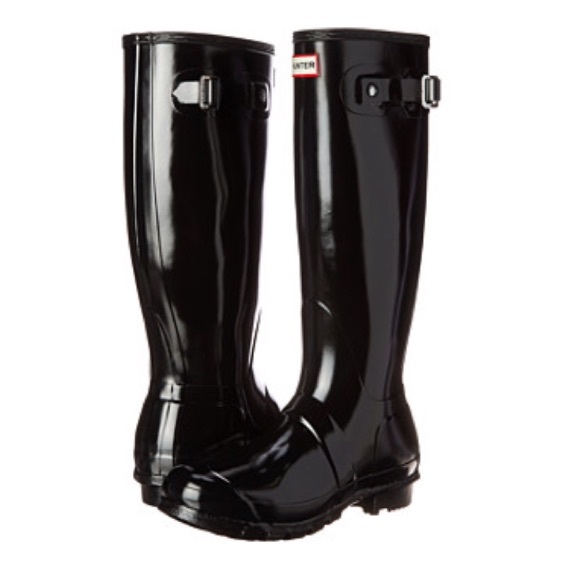 Glossy black hunter boots and vs bikini