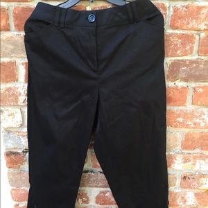 Black Capri Pants with Button Details