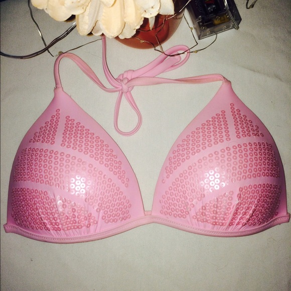 Pastel pink sequin bikini top