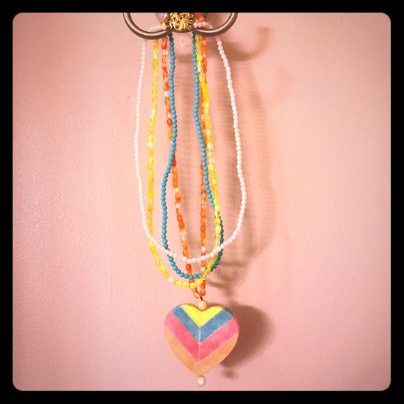 Vintage Multicolored Heart Necklace