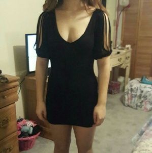 Black distressed dress