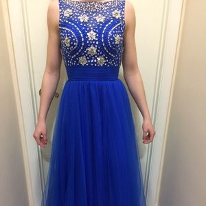Blue Embellished Prom Dress