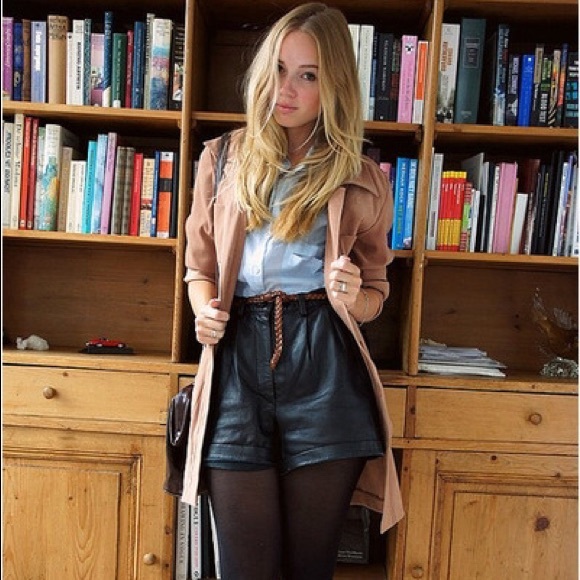 H&M Leather High-waisted shorts