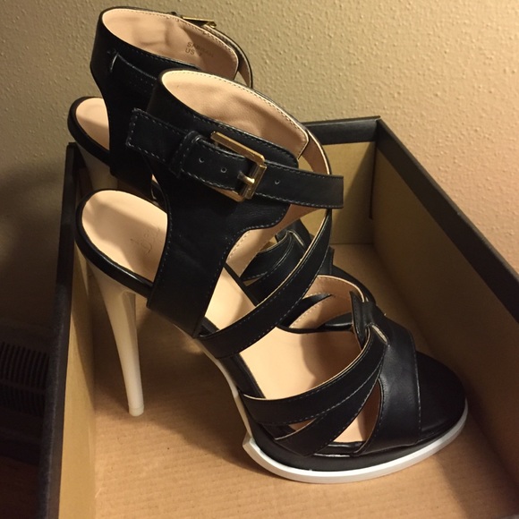 Black upper, white sole heels