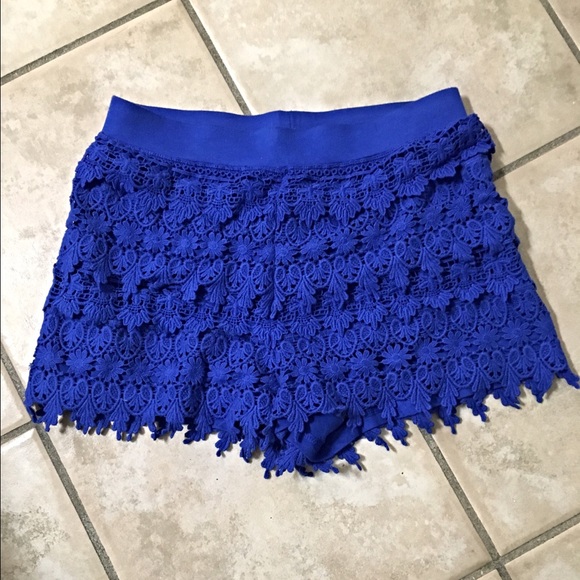 Express Pants - NWOT Express royal blue crochet shorts