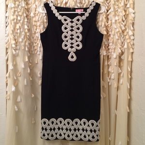 Lilly Pulitzer black dress w/ silver embroidery