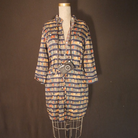 Book-patterned, Button-down Dress