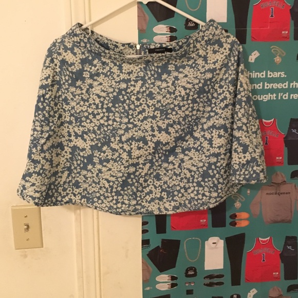 Floral denim circle skirt