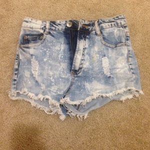 High waisted jean shorts