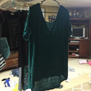 Teal high to low Maurices criss cross shirt