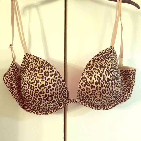 VS Pink Leopard Print PushUp Plunge