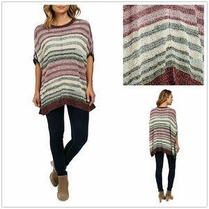 NWT Two by Vince Camuto Intarsia Stripe Knit Poncho Tunic Size Small/Medium