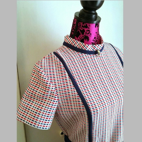 SOLD Vintage plus size dress red blue XL - Picture 2 of 4