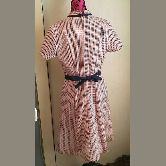 SOLD Vintage plus size dress red blue XL - Picture 4 of 4