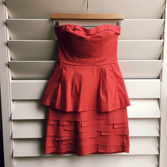 BCBGMaxAzria Sweetheart Poplin Dress Red Berry - Picture 2 of 4