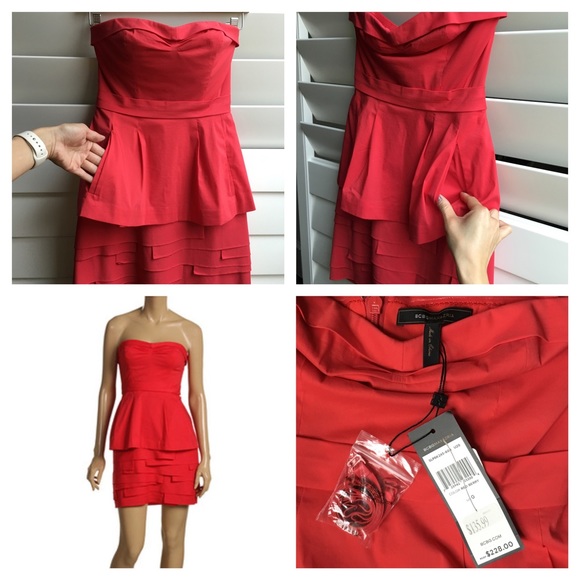 BCBGMaxAzria Sweetheart Poplin Dress Red Berry - Picture 4 of 4