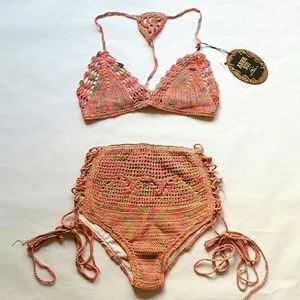 NEW- Anna Sui O'Neill Love Birds Crochet Bikini