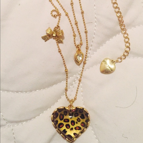 Betsey Johnson Leopard Heart Necklace 