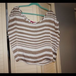 Taupe and white blouse