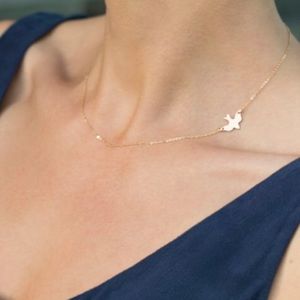 Sideways dove silver necklace