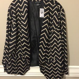Tan & Black Chevron Print Blazer