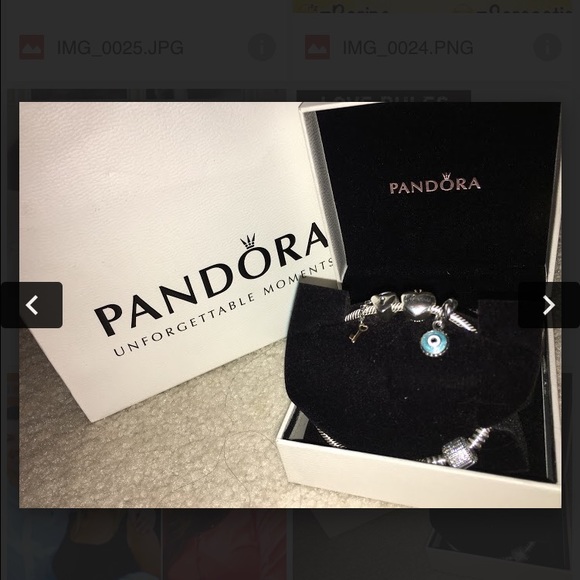 Pandora bracelet with 3 charms