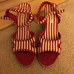 Red and white shoes
