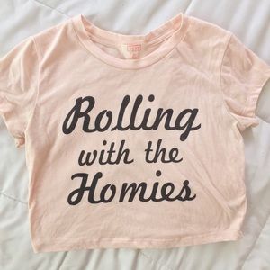 Light pink crop top- Rolling with the homies