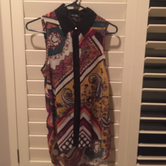 Colorful open back blouse