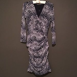 BCBG "ray" blue & white print dress