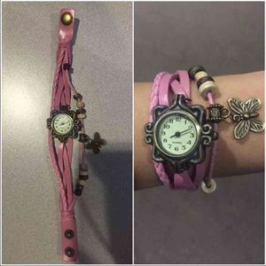 Watch with butterfly charm