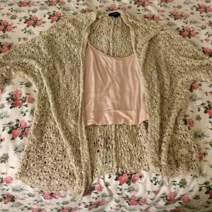 Tan Short Sleeve Knit Cardigan