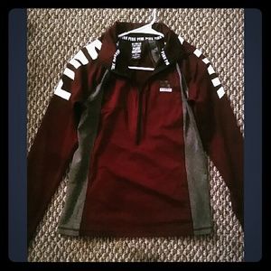 Pink half zip track jacket/ Maroon color