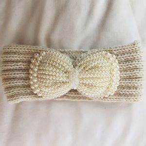 Pearl ribbon knit headband