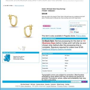 10k gold 10mm hoop earring