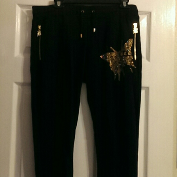 Bcbg black butterfly track sweat pants