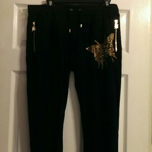 Bcbg black butterfly track sweat pants
