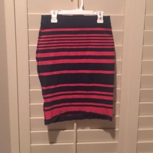 Navy and red pencil skirt