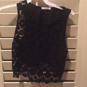 Black lace crop top
